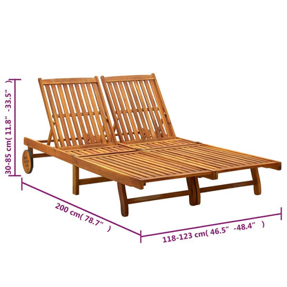 Sunlounger Wine Red Solid Acacia Wood, Polyester