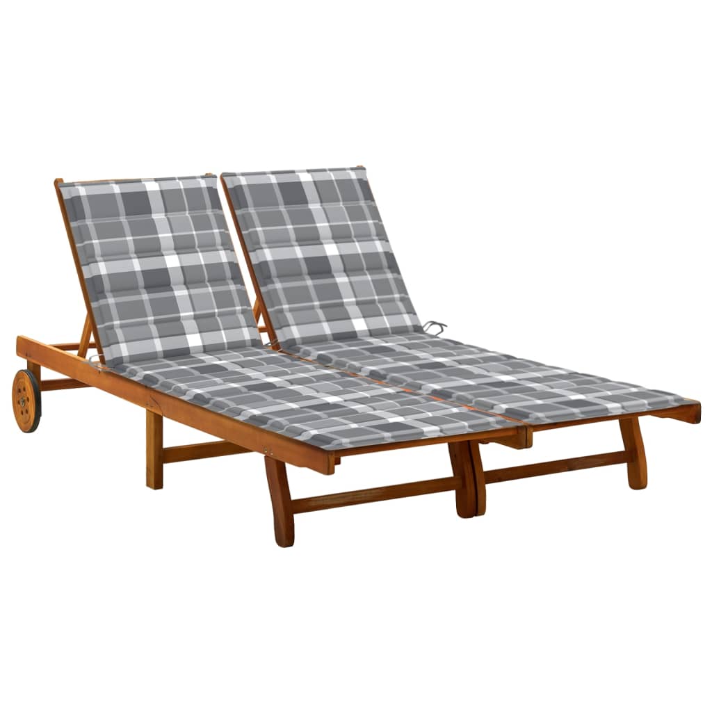 Sunlounger Acacia wood Solid acacia wood Large