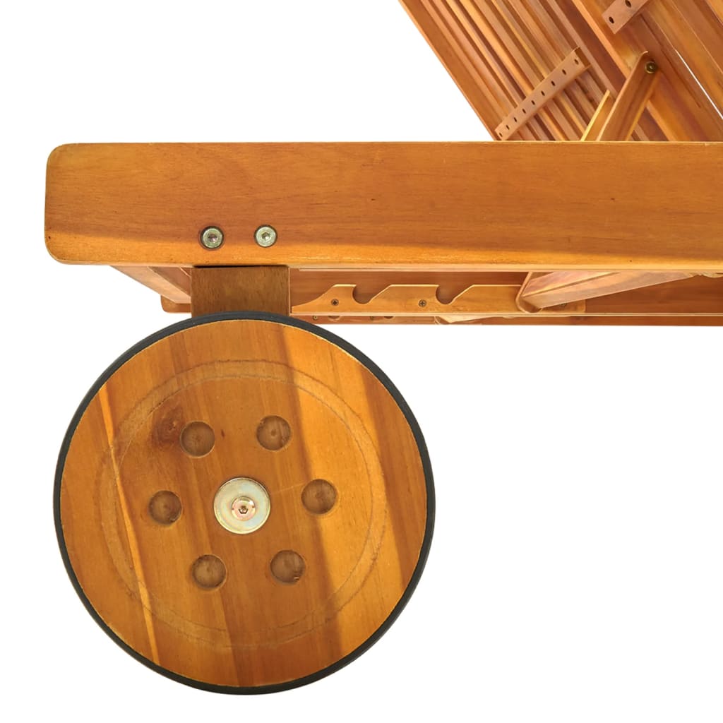 Sunlounger Acacia wood Solid acacia wood Large