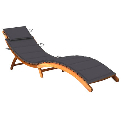 Sunlounger Anthracite Solid acacia wood; 100% polyester cushion