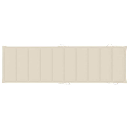 Sun Lounger Cream Solid Acacia Wood Adult Foldable
