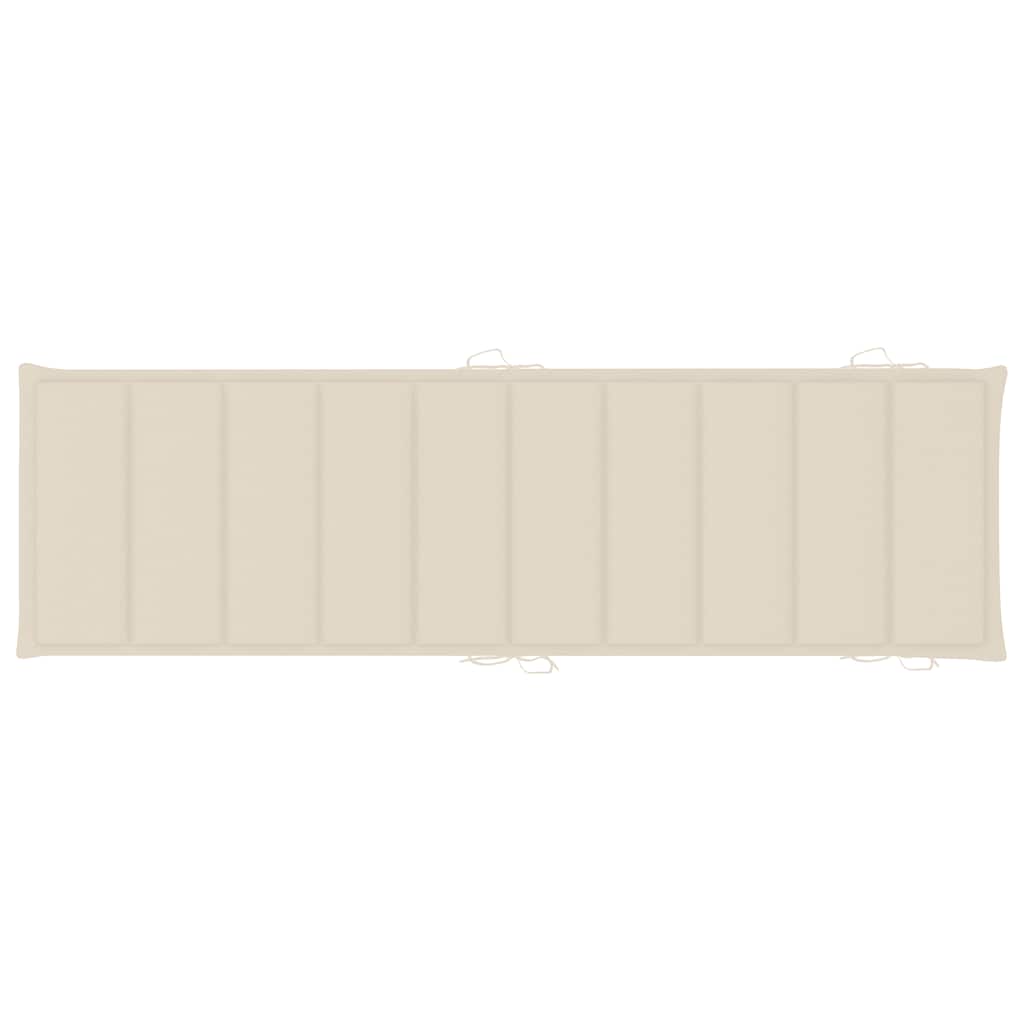 Sun Lounger Cream Solid Acacia Wood Adult Foldable