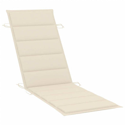 Sun Lounger Cream Solid Acacia Wood Adult Foldable