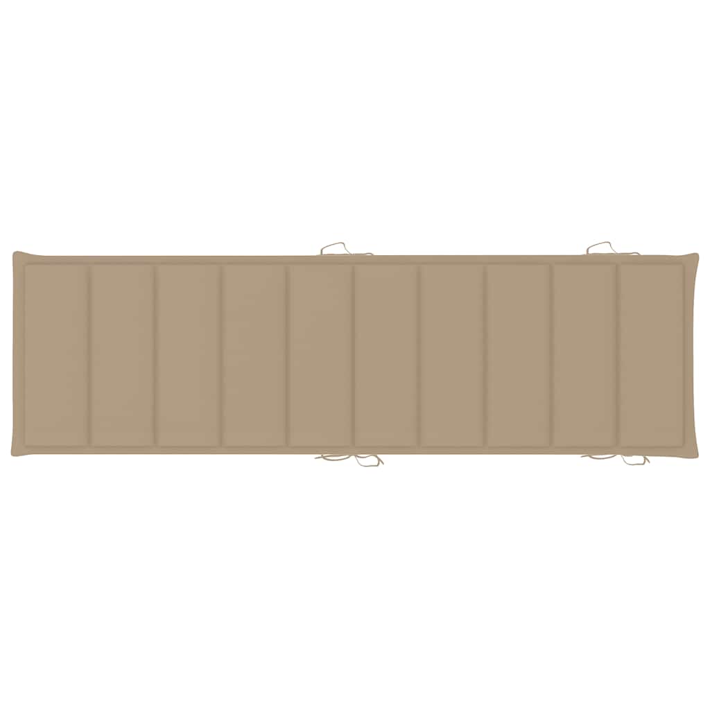 Sunlounger Beige and wood Solid acacia wood, Fabric (100% polyester)