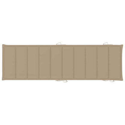Sunlounger Beige and wood Solid acacia wood, Fabric (100% polyester)