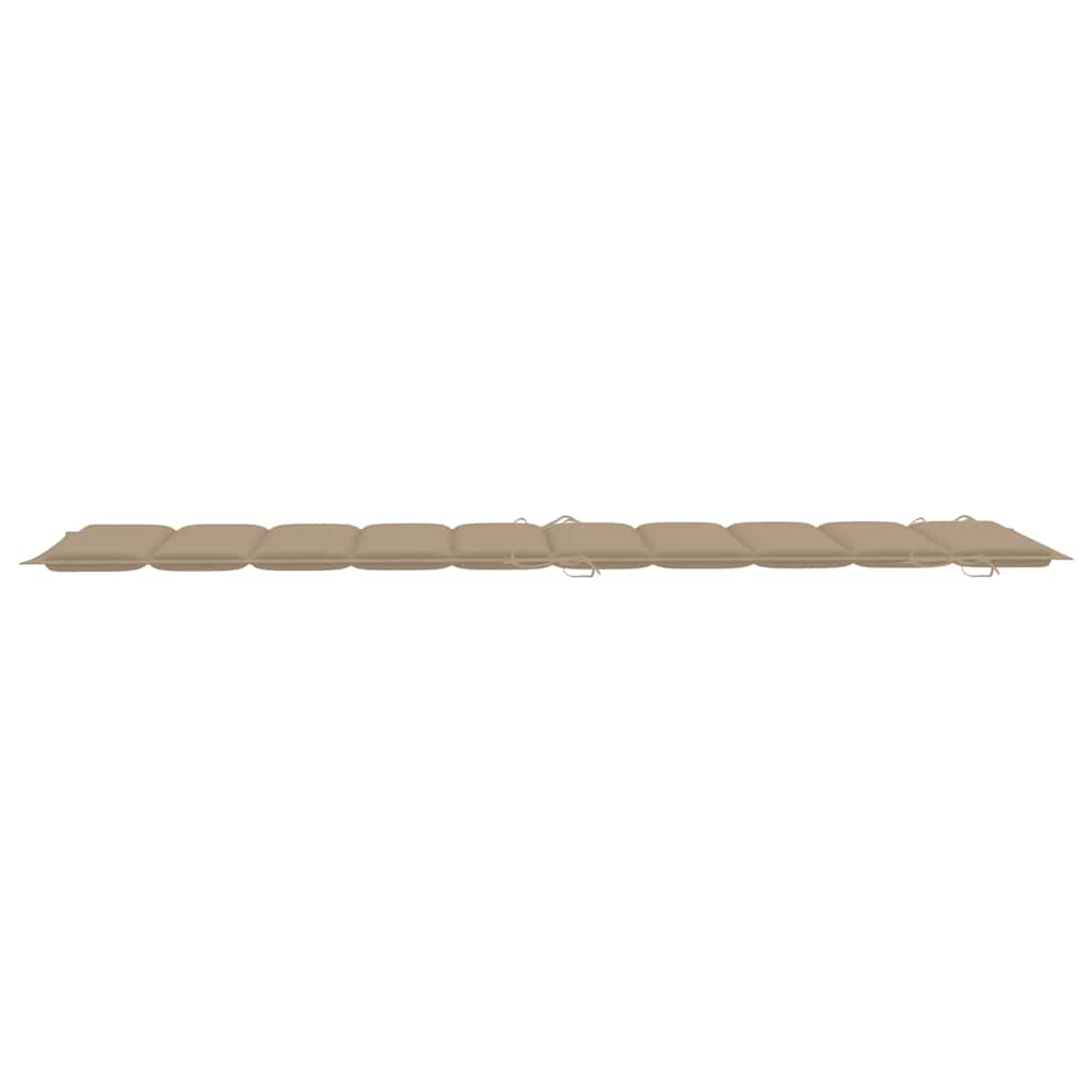 Sunlounger Beige and wood Solid acacia wood, Fabric (100% polyester)
