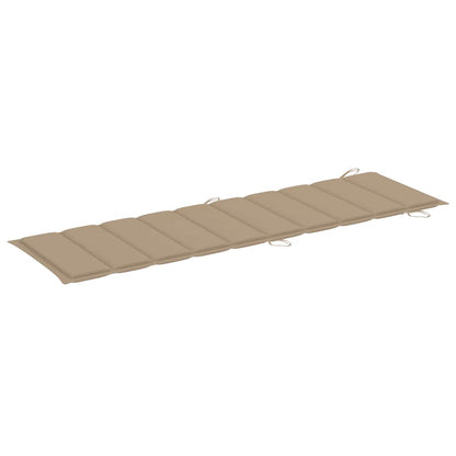 Sunlounger Beige and wood Solid acacia wood, Fabric (100% polyester)