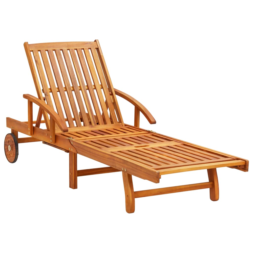 Sunlounger Black Solid acacia wood, 100% polyester fabric Standard