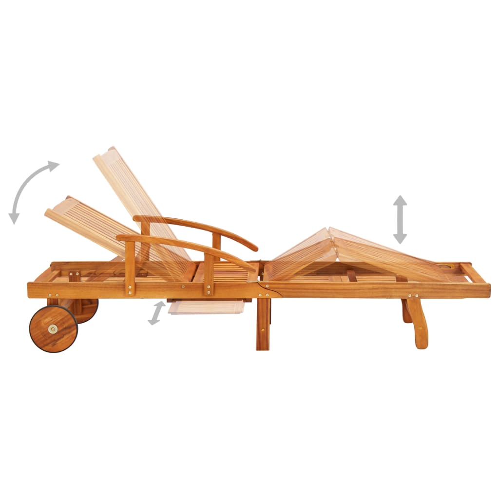 Sunlounger Black Solid acacia wood, 100% polyester fabric Standard
