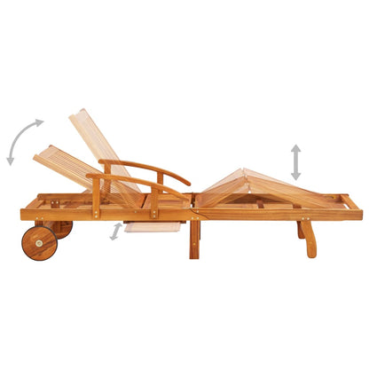 Sunlounger Black Solid acacia wood, 100% polyester fabric Standard
