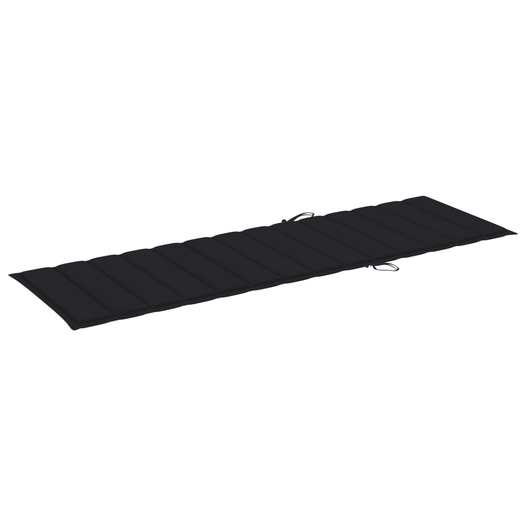 Sunlounger Black Solid acacia wood, 100% polyester fabric Standard