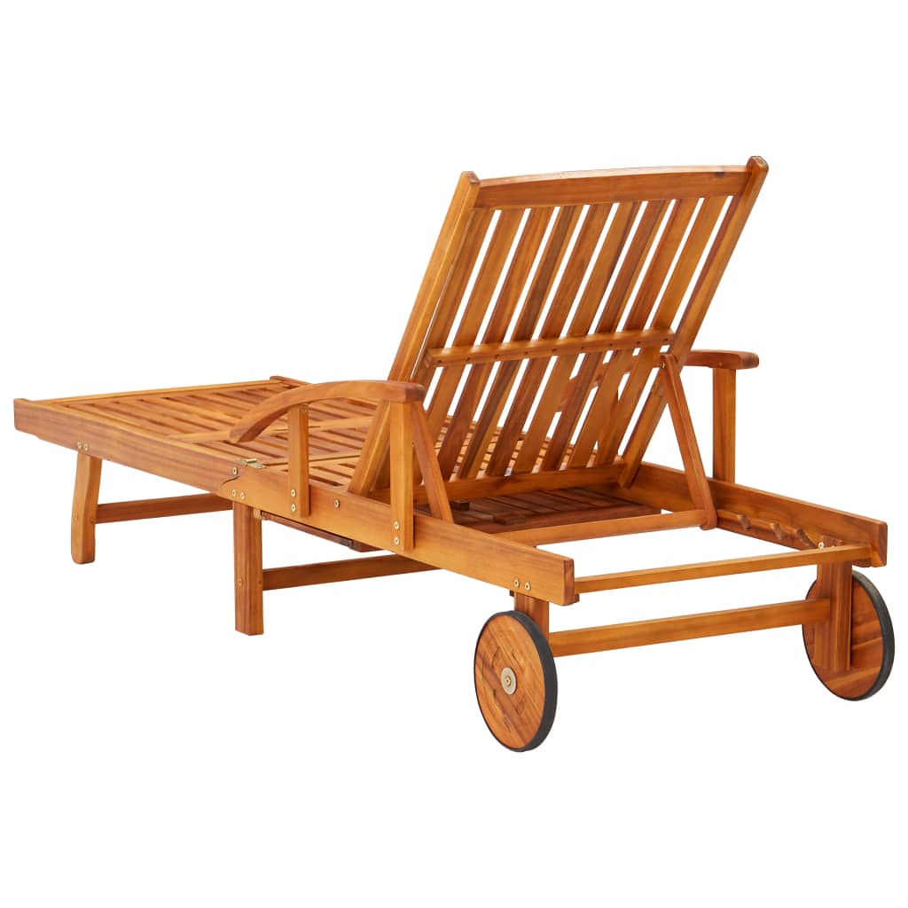 Sunlounger With Table Anthracite Solid Acacia wood Large