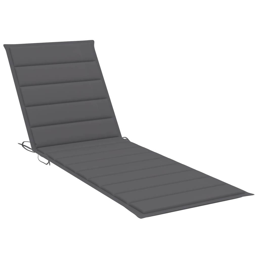 Sunlounger With Table Anthracite Solid Acacia wood Large