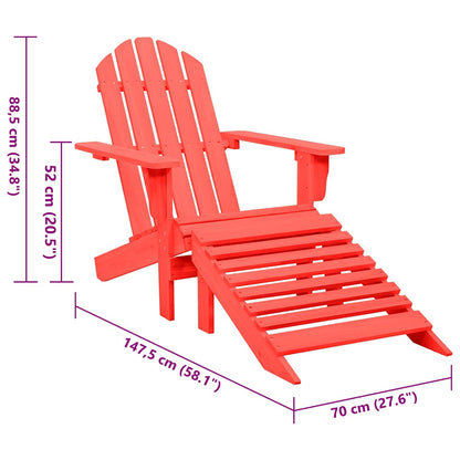 Garden Chair Red Solid fir wood Standard Detachable