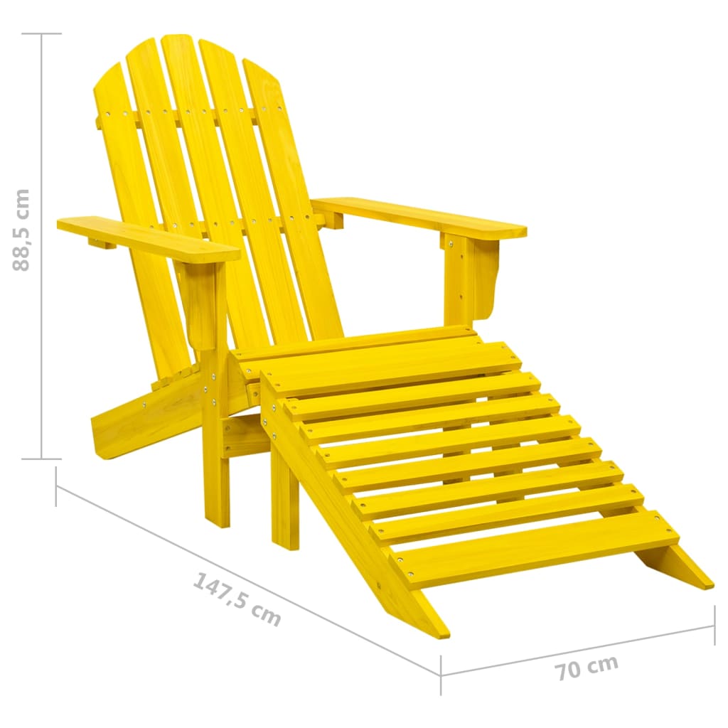 Garden Chair Yellow Solid Fir Wood Large Detachable