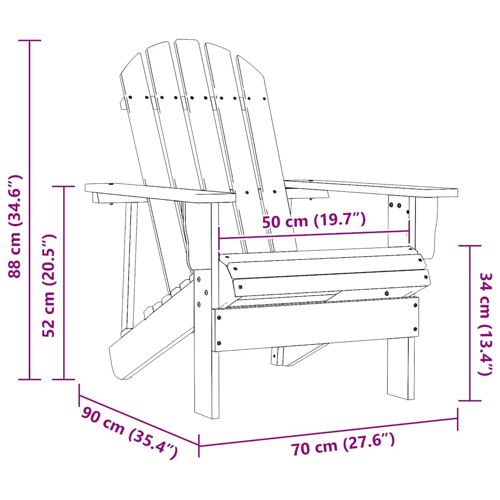 Garden Chair Blue Solid fir wood Medium Ergonomic