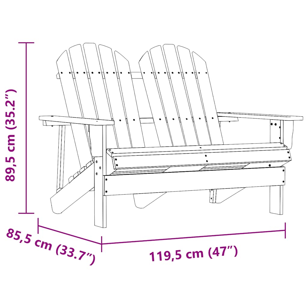 Garden Chair Green Solid fir wood 2-Seater Durable