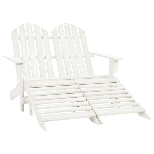 Garden Chair White Fir Wood 2-seater Ergonomic Adirondack Chair