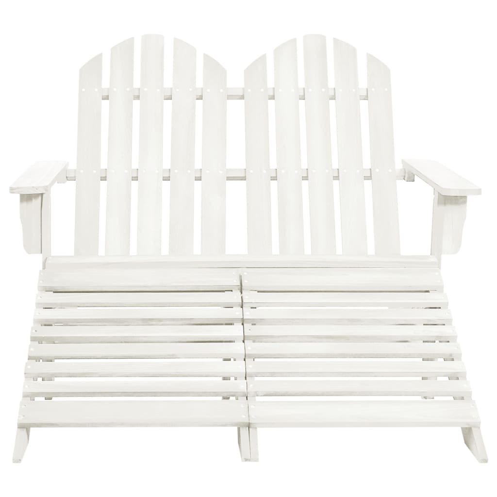 Garden Chair White Fir Wood 2-seater Ergonomic Adirondack Chair