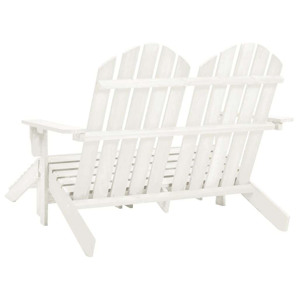 Garden Chair White Fir Wood 2-seater Ergonomic Adirondack Chair