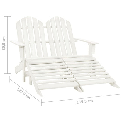 Garden Chair White Fir Wood 2-seater Ergonomic Adirondack Chair