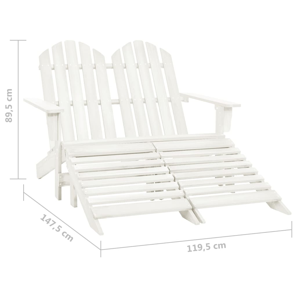 Garden Chair White Fir Wood 2-seater Ergonomic Adirondack Chair