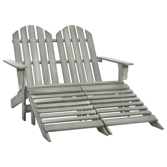 Garden Chair Grey Solid Fir Wood Two-seater Detachable