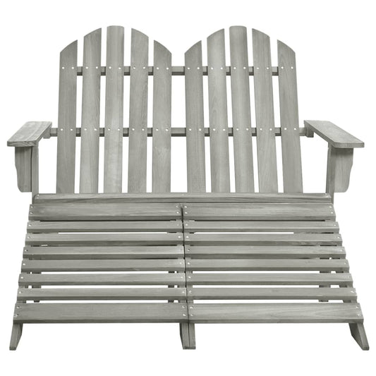 Garden Chair Grey Solid Fir Wood Two-seater Detachable