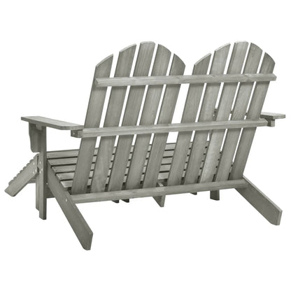 Garden Chair Grey Solid Fir Wood Two-seater Detachable