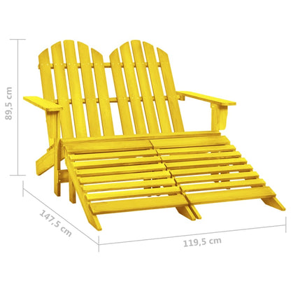 Garden Chair Yellow Solid fir wood 2-seater, Standard size