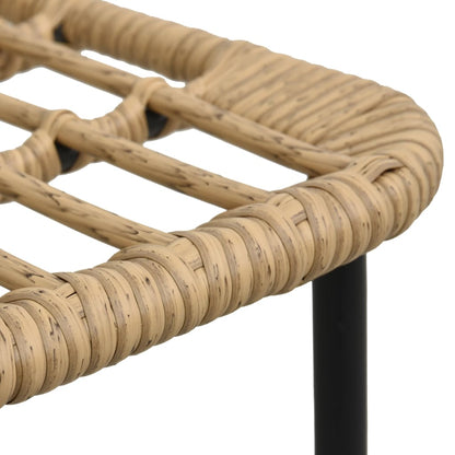 Dining Set Oak and Black Poly rattan, powder-coated steel, glass