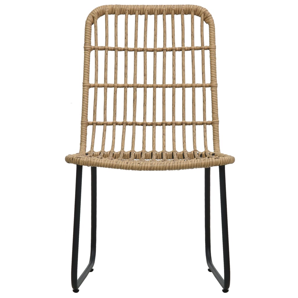 Dining Set Oak and Black Poly rattan, powder-coated steel, glass