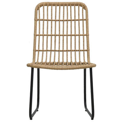 Dining Set Oak and Black Poly rattan, powder-coated steel, glass
