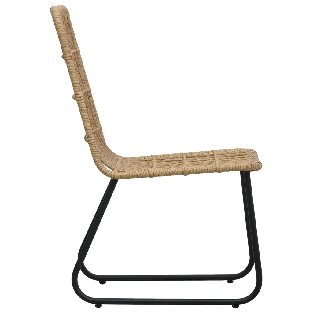 Dining Set Oak and Black Poly rattan, powder-coated steel, glass