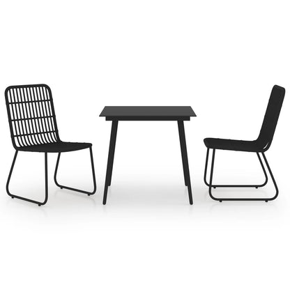 Dining Set Black Poly rattan, powder-coated steel, glass 31.5 in