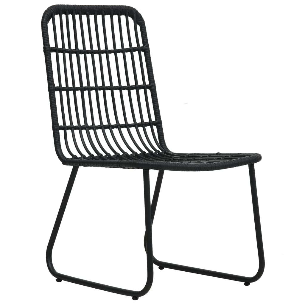 Dining Set Black Poly rattan, powder-coated steel, glass 31.5 in