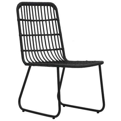 Dining Set Black Poly rattan, powder-coated steel, glass 31.5 in
