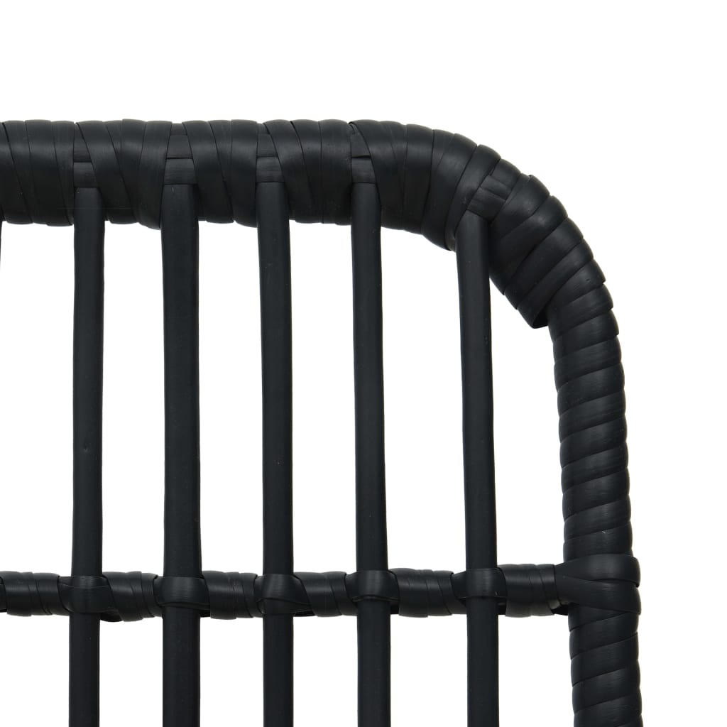 Dining Set Black Poly rattan, powder-coated steel, glass 31.5 in