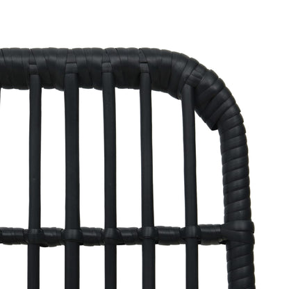 Dining Set Black Poly rattan, powder-coated steel, glass 31.5 in