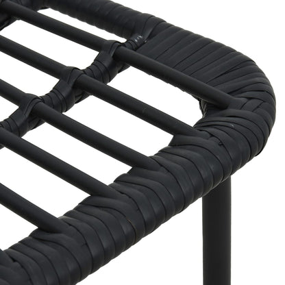Dining Set Black Poly rattan, powder-coated steel, glass 31.5 in