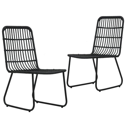 Dining Set Black Poly rattan, powder-coated steel, tempered glass