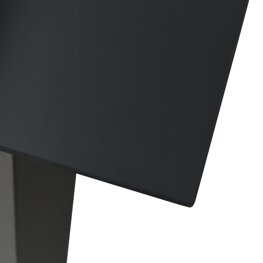 Dining Set Black Poly rattan, powder-coated steel, tempered glass