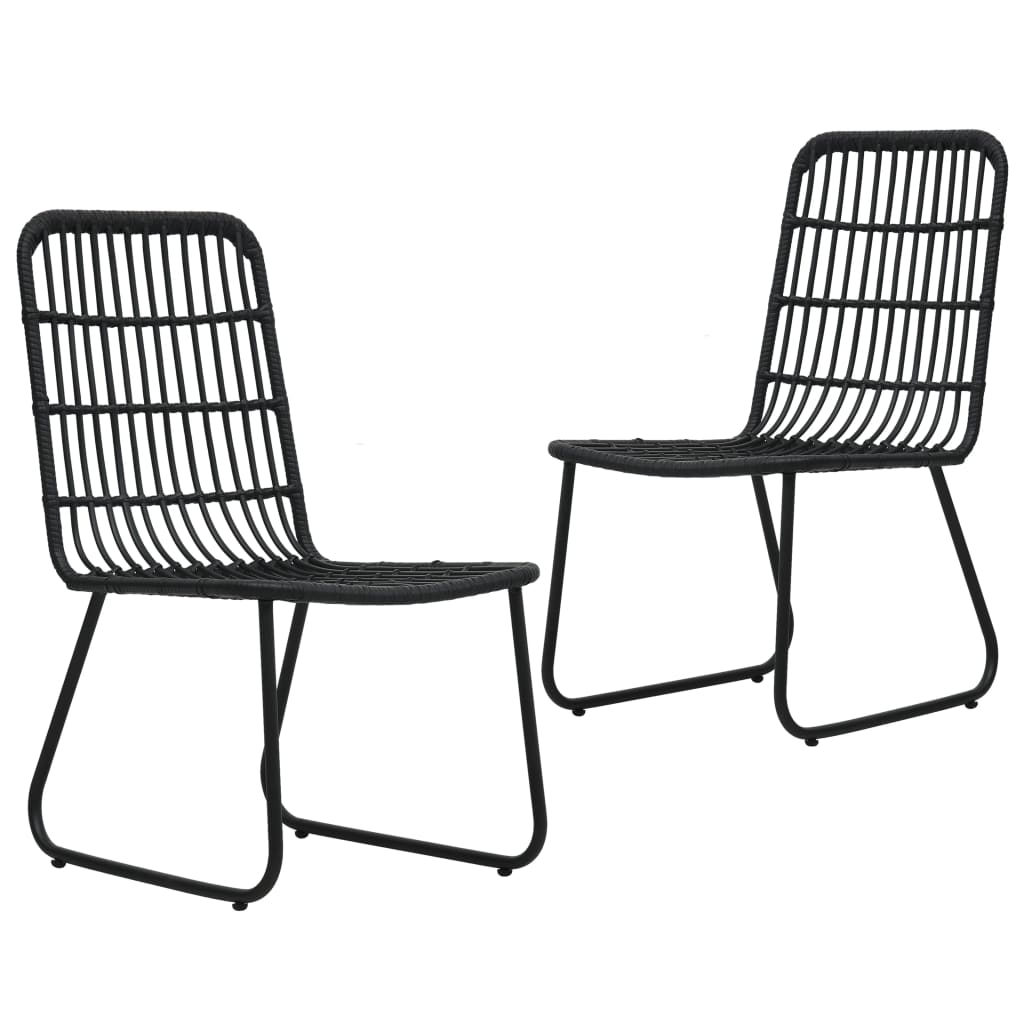 Dining Set Black Poly rattan, powder-coated steel, tempered glass