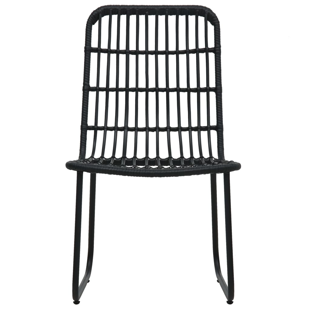 Dining Set Black Poly rattan, powder-coated steel, tempered glass