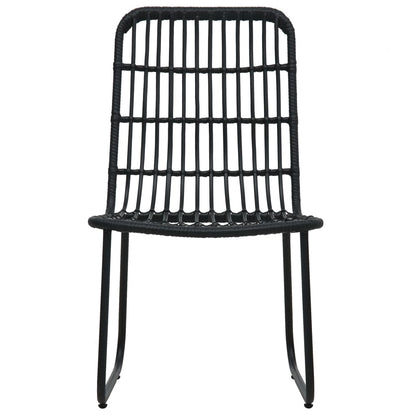 Dining Set Black Poly rattan, powder-coated steel, tempered glass