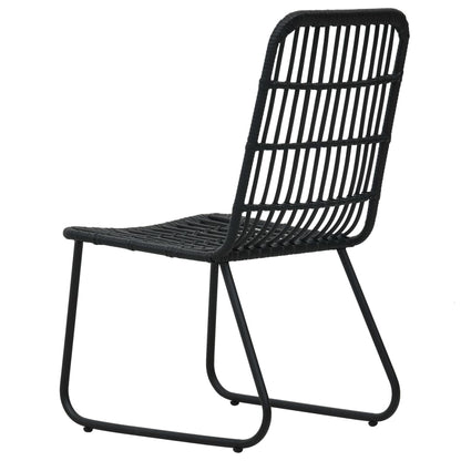 Dining Set Black Poly rattan, powder-coated steel, tempered glass