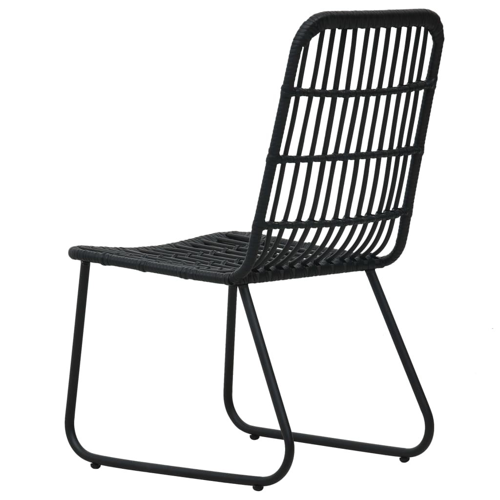 Dining Set Black Poly rattan, powder-coated steel, tempered glass