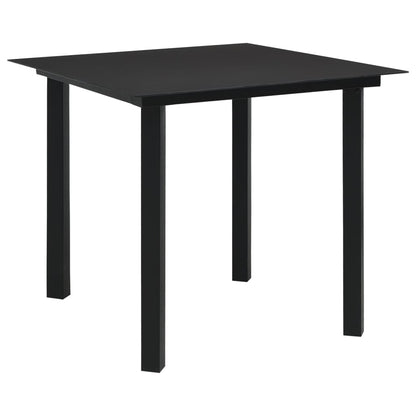 Dining Set Black Poly rattan, powder-coated steel, tempered glass