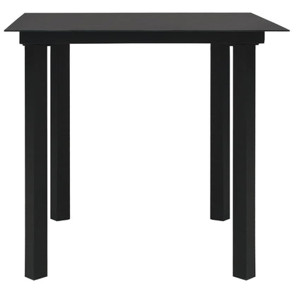Dining Set Black Poly rattan, powder-coated steel, tempered glass