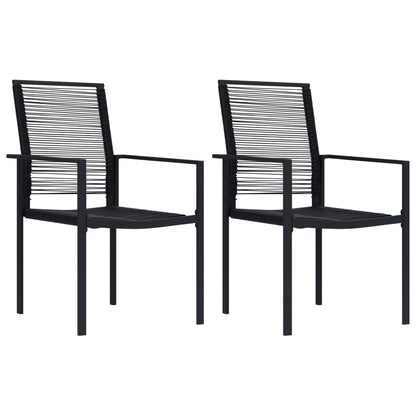 Dining Set Black Glass, Powder-Coated Steel, PVC Hollow Rattan